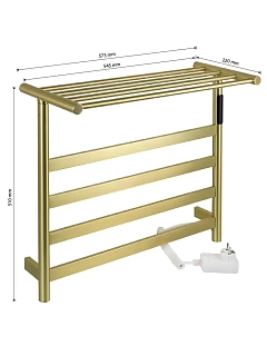 Полотенцесушитель "Kraftte" 510х575 П4 с полкой ЗОЛОТО матовое электро САНАКС 44021