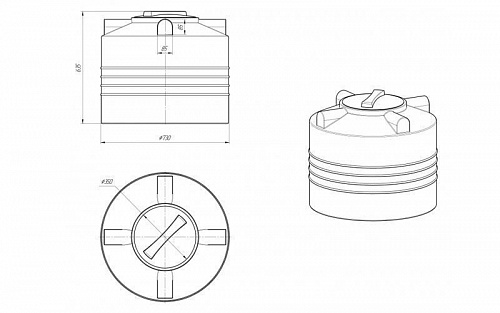 Емкость ЭВЛ-200 (H600xD730) ВЫГОДА