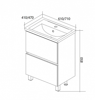 Комплект мебели 60 "Aris-60" напольная, белый глянец 2 ящ. 1 Марка (ум.Фостер-60)