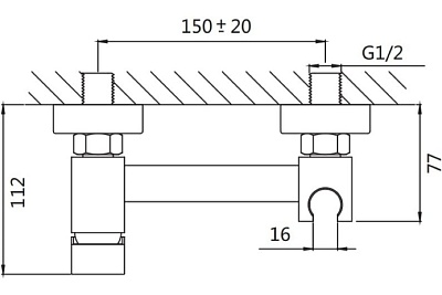Смеситель с гиг. душ настенный черный SHEVANIK S137H