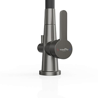 Смеситель д/кухни "AISAI" (AIS-1019) вороненая сталь под фильтр с гибким изливом черный TOKITO (фитинг под фильтр выписывать дополнительно арт.46553)