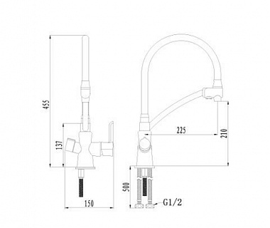 Смеситель д/кухни "COMFORT"  (3070С) 35 мм. под фильтр с гибким изливом LEMARK ВЫГОДА!!