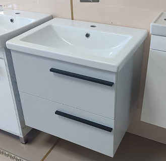 Комплект мебели 60 "Ненси-60" подвесная 2 ящ. серая мат. эмаль (ум.Como-60)  MISTY 