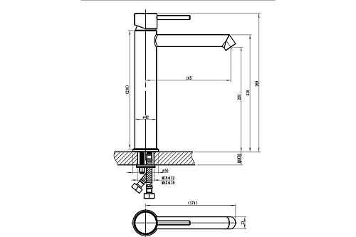 Смеситель д/умывальника JAVA высокий, картридж d35 3514 ARGO 44455