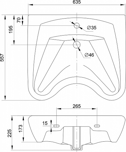 Умывальник "Хирургический" с крепежом с отверстием КЕРАМИН 