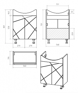 Комплект мебели 60 "Грани-60" напольная 2 дв. MISTY (ум.Байкал,60) СНЯТО С ПРОИЗВОДСТВА     АКЦИЯ!!!!