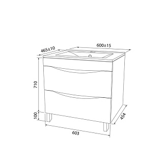 Комплект мебели 60 "Cloud-60" напольная, белый глянец эмаль 2 ящ. IDDIS (ум.Cloud-60) CLO60WFi95K