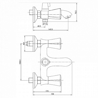 Смеситель для ванны с керамическим дивертором Bounce, IDDIS, BOUSB02i02WA