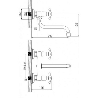 Смеситель настенный "STANDARD" (2111С) 2хвент. LEMARK (10) 