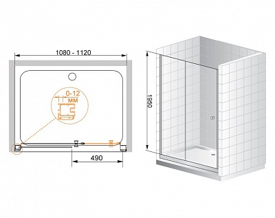 ДУШЕВАЯ ДВЕРЬ В ПРОЕМ CEZARES ANIMA BF-1 120-C-Cr