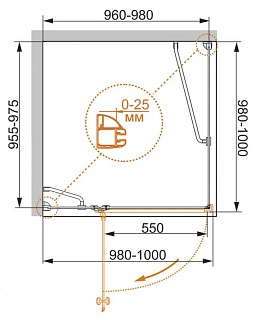 ДУШЕВОЙ УГОЛОК CEZARES VERONA A-1 100-C-Cr