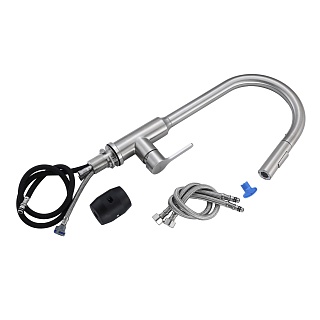 Смеситель д/кухни "AISAI" (AIS-1025SS) нерж, с вытяжным  изливом  TOKITO 