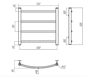 Полотенцесушитель 500х500 П4 "Классик" TERMINUS (50)