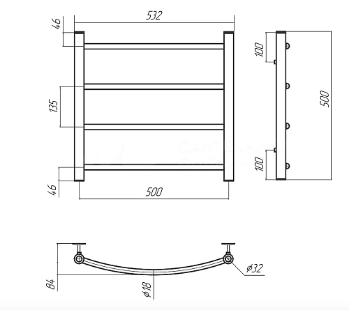 Полотенцесушитель 500х500 П4 "Классик" TERMINUS (50)