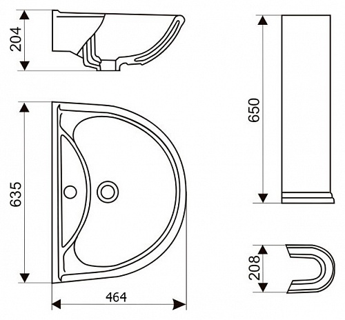 Умывальник с пьед."Престиж" черный   ( Ст.Оскол )