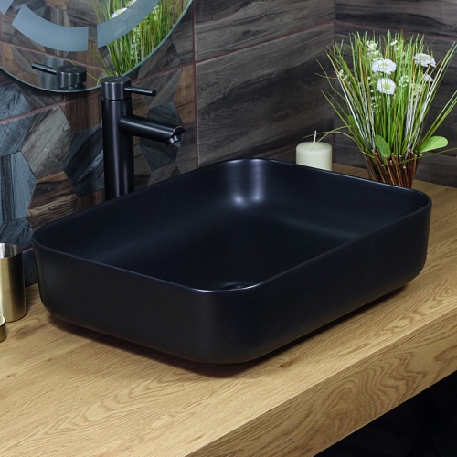 Умывальник фигурный MLN-320353mb матовый черный MELANA