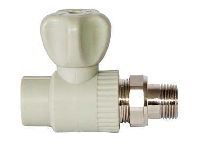 Вентиль для радиатора с амер. 25*3/4 (прямой) серый (60)  ТЕВО