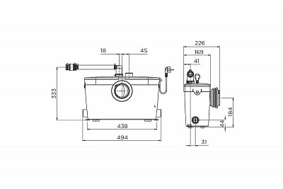 Насос-измельчитель SANIACCESS 3 (1унит.+3 умыв.) 5м?100м ? 0,4кВт SFA