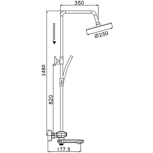 Душ. система ROSE термостат черный R3996H