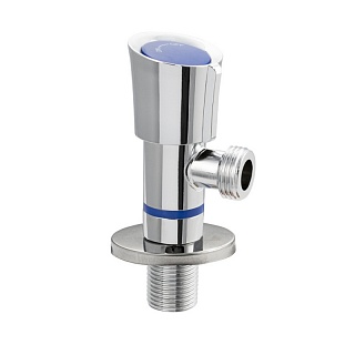 Кран MAGNUS металлокерамика угловой, ХРОМ, поворот вокруг оси на 360 , 1/2"х1/2" Синий (9275) 
