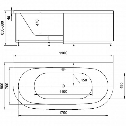 Ванна акриловая Морфей 190х90