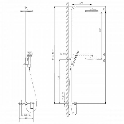 Душевая система "TROPIC" (7005C) с моно изливом LEMARK
