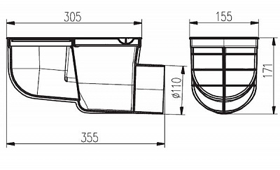 Сток "MCH"  боковой для дождевой и крышевой воды KV 110 (325D) (4/1)