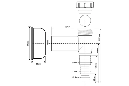 Сифон для СМА McAlpine WMV-32WH