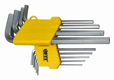 Ключи шестигранные FIT CrV 9 шт. (2-12 мм) пластиковый держатель (64187)