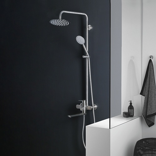 Душ.система MELANA STELLO нерж. с изливом сатин (F610307)