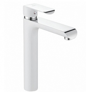 Смеситель д/раковины ROSE высокий белый/хром R2111F