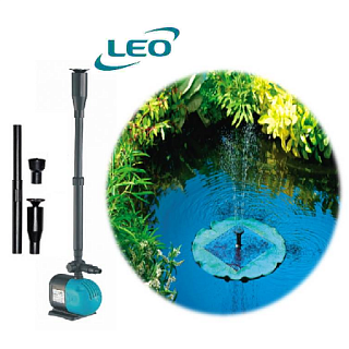 Насос для фонтана XKF-55P, вых. 19мм, Qmax=2.3м3/ч, Hmax=2.3м, Tmax=35°C, 55Вт, 2 насадки LEO