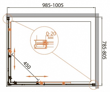 ДУШЕВОЙ УГОЛОК CEZARES RELAX-AH-2 120/80-C-Bi