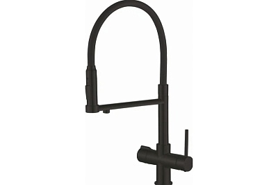 Смеситель д/кухни ROSE гибкий излив под фильтр черный R758H