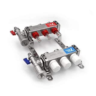 Коллектор с расходомерами 12-вых нерж. БЕЗ кранов  квадр. корпус Vieir (VR119-12А) (2)