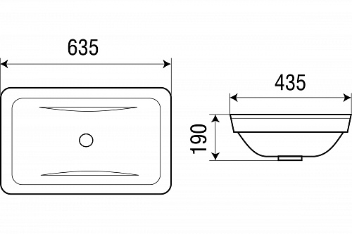 Умывальник WW DEILBACH 6044 врезной 635х435х190