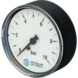 Манометр 0...10 bar, Dn63 1/4" аксиал. (SIM-0009-631008) STOUT