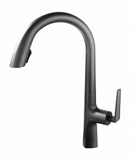 Смес д/кухни Kaiser Strike ?40 с выдвижным изливом, воронёная сталь (09066-15)