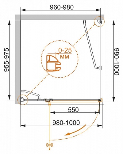 ДУШЕВОЙ УГОЛОК CEZARES VERONA A-1 100-P-Cr-L