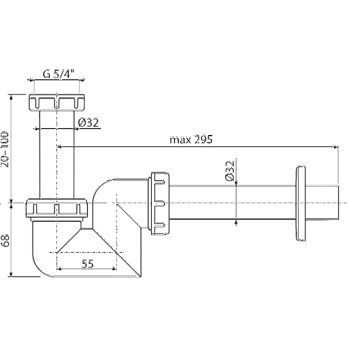 Сифон д/умывальника и биде пластик AlcaPlast A45F-DN32