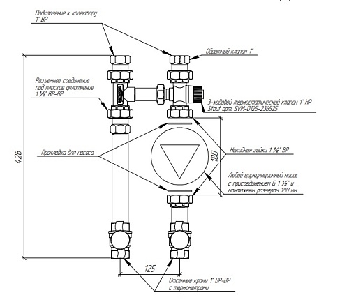 Насосная группа NGSS-25CTS с тер. смесителем ESBE VTA 