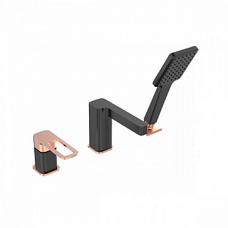 Смеситель на борт ванны на 3 отверстия с керамическим дивертором, черный, Slide, IDDIS, SLIBG30i07