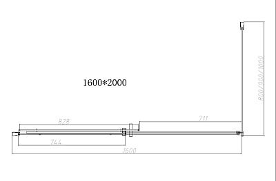 Ограждение душевое VINCEA Dice 1600*1000, черный, стекло прозрачное VSR-4D1016CLB (VDS-4D160CLB+VSG-4D100CLB)