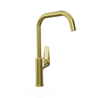 Смеситель д/кухни "Kin" (KIN-1013) высокий излив браш.золото TOKITO