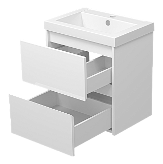 Комплект мебели 50 "Алиса-50" подвесная 2 ящ. белая эмаль MISTY (ум.Алиса,50/Анита,50)