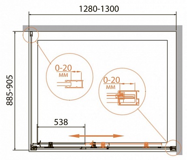 ДУШЕВОЙ УГОЛОК CEZARES RELAX-AHF-1 130/90-C-Bi