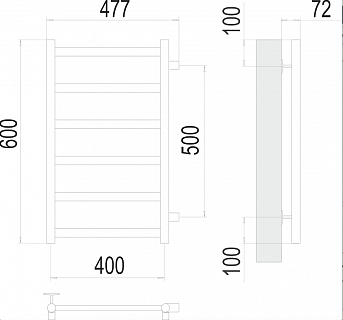Полотенцесушитель 400х600 П6 Б/П м/о 500 "Аврора" TERMINUS 
