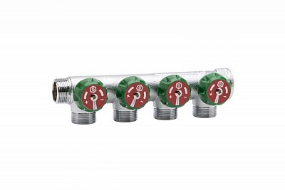 Коллектор регулирующий 1", 4 отвода 1/2" (SMB-6849-011204) STOUT  