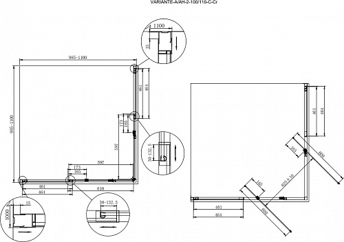 ДУШЕВОЙ УГОЛОК CEZARES TRIUMPH-AH-2 110/100-C-Cr