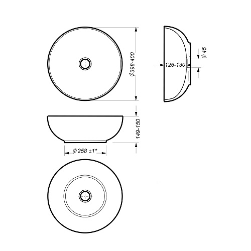Умывальник накладной "ART Slim" бел. (Самара) 